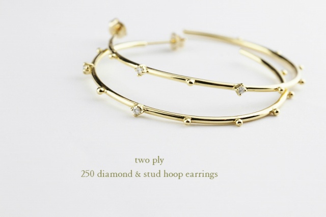 two ply250 diamond&stud hoop earrings