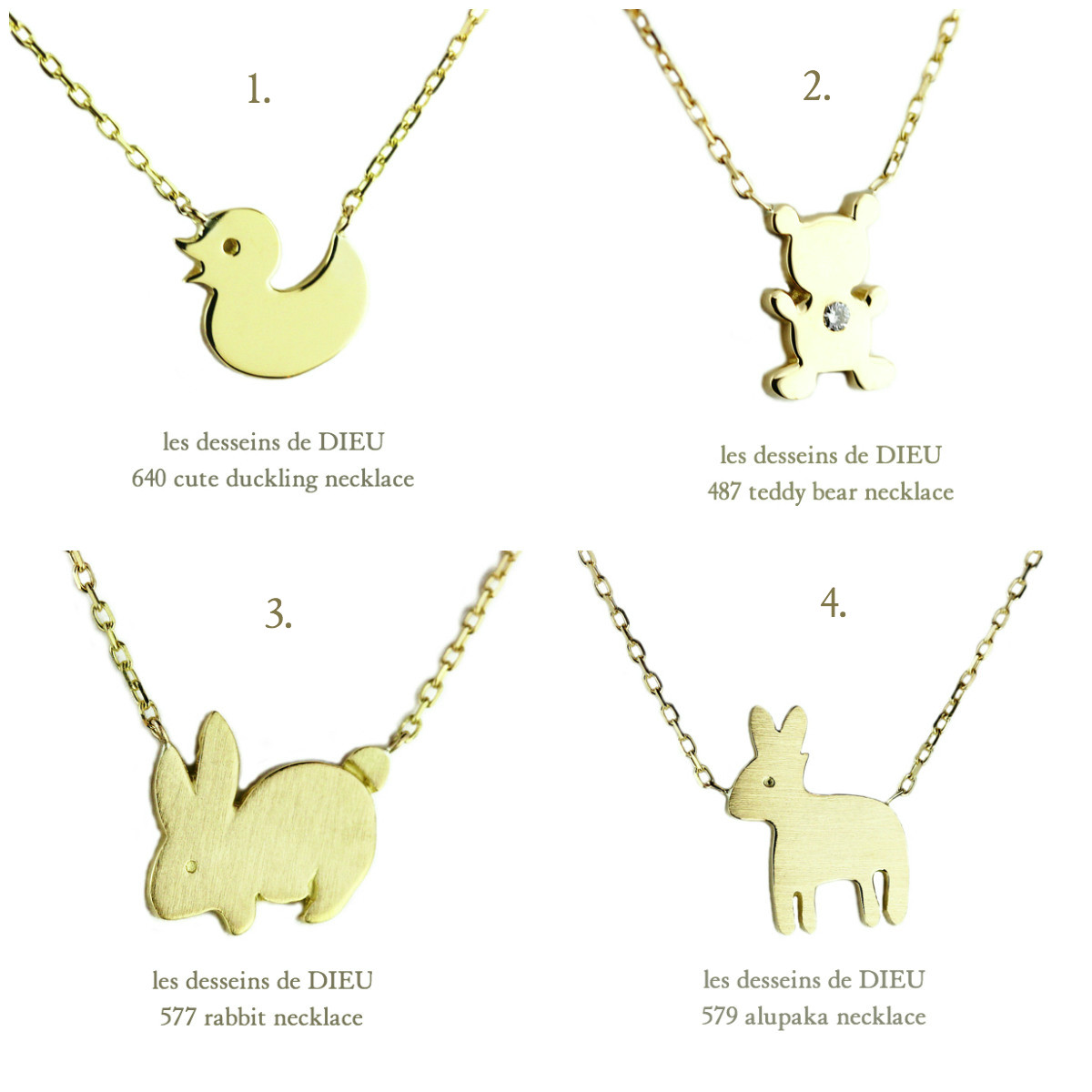 ウサギ ネックレス クマ ネックレス 動物モチーフ ネックレス ゴールド 華奢 プレゼント ブランド